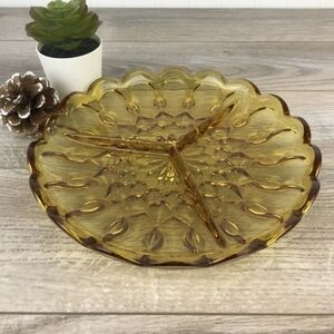 Amber Glass Divided Serving Plate